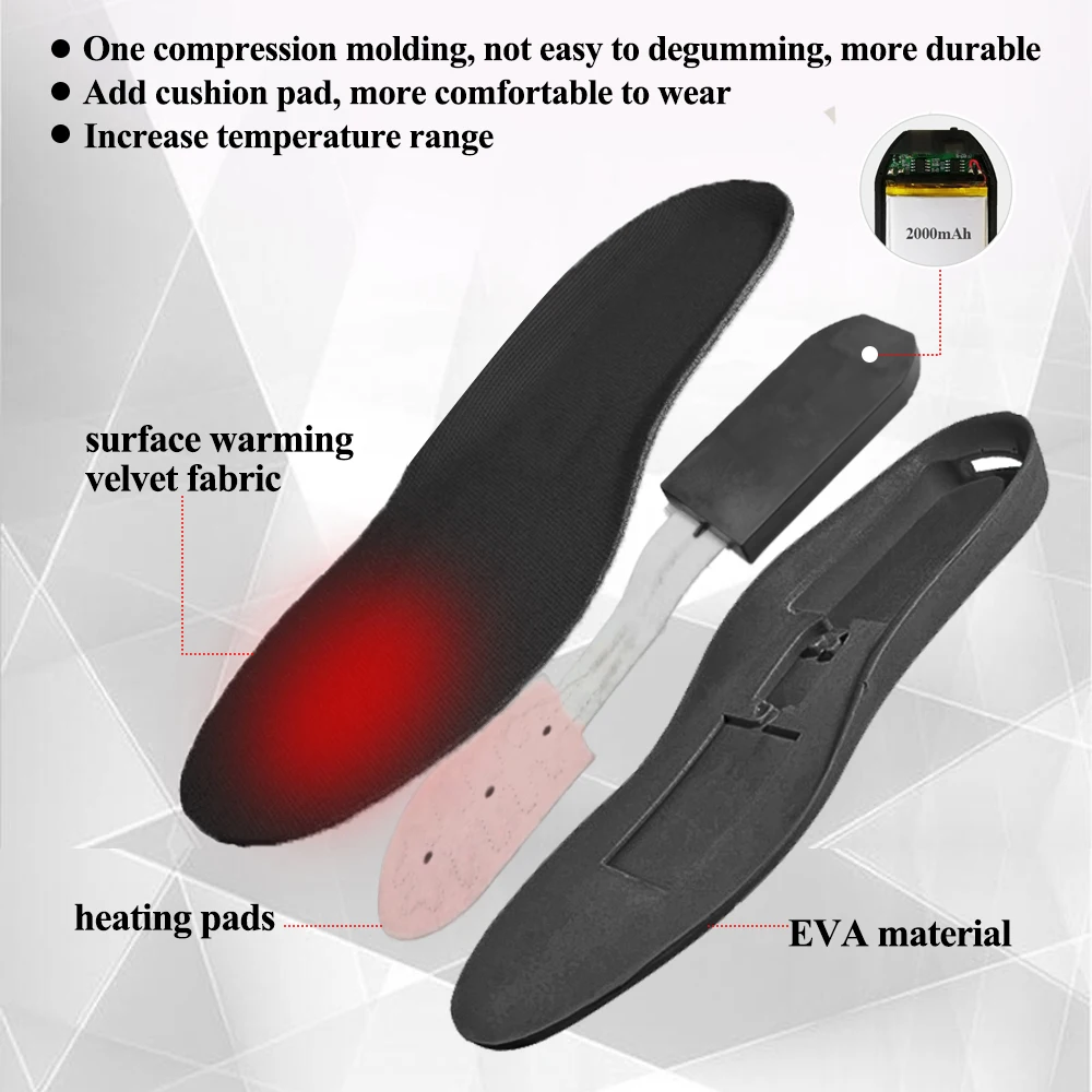 Електрически Стелки С Топъл USB Обувки Нагревател За Краката Спортни Затопляне Ортопедични Стелки Дистанционно Управление Дишащи Кадифе Отопление Стелки Изображение 4 