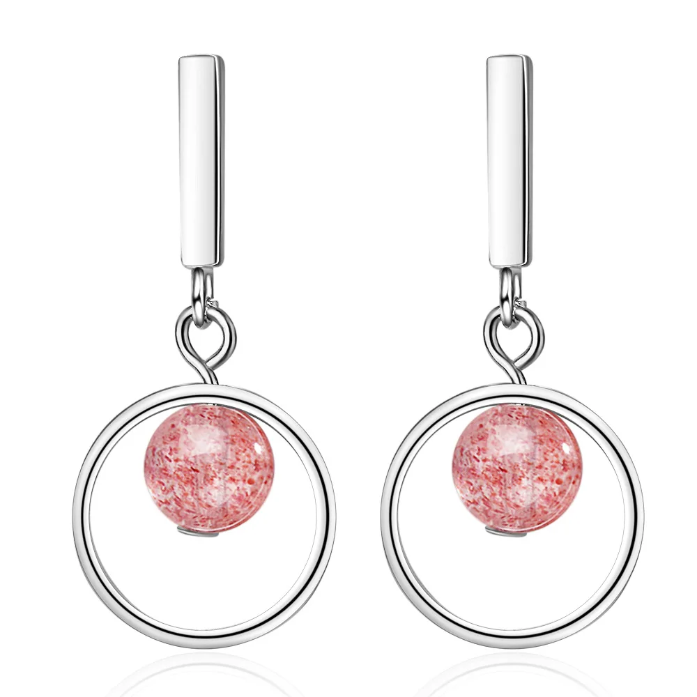 Ново записване, модерни розови кристални кръгли обеци-карамфил от 925 сребро, бижута за жени, студенти, подарък за момичета