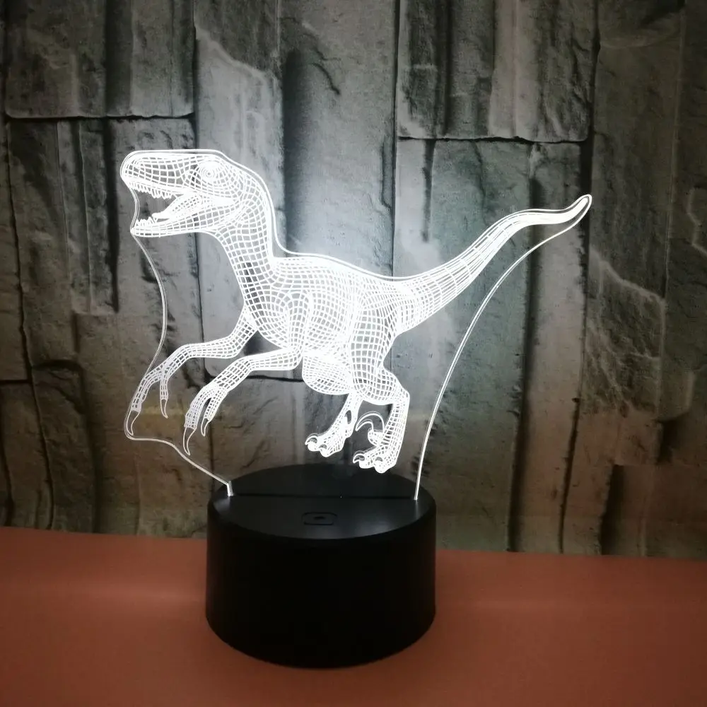Акрилни Динозавър 3D Led нощна светлина В 7 Цвята, което променя USB Тъч Дистанционно Управление, Детска Настолна Лампа за Домашен интериор на Спалнята