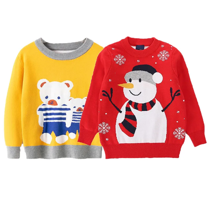 За момчетата трикотаж 2021 Есен Зима карикатура на мечката пуловер, жилетка вязаный пуловер момичета топла горна дреха е пуловер Изображение 0 