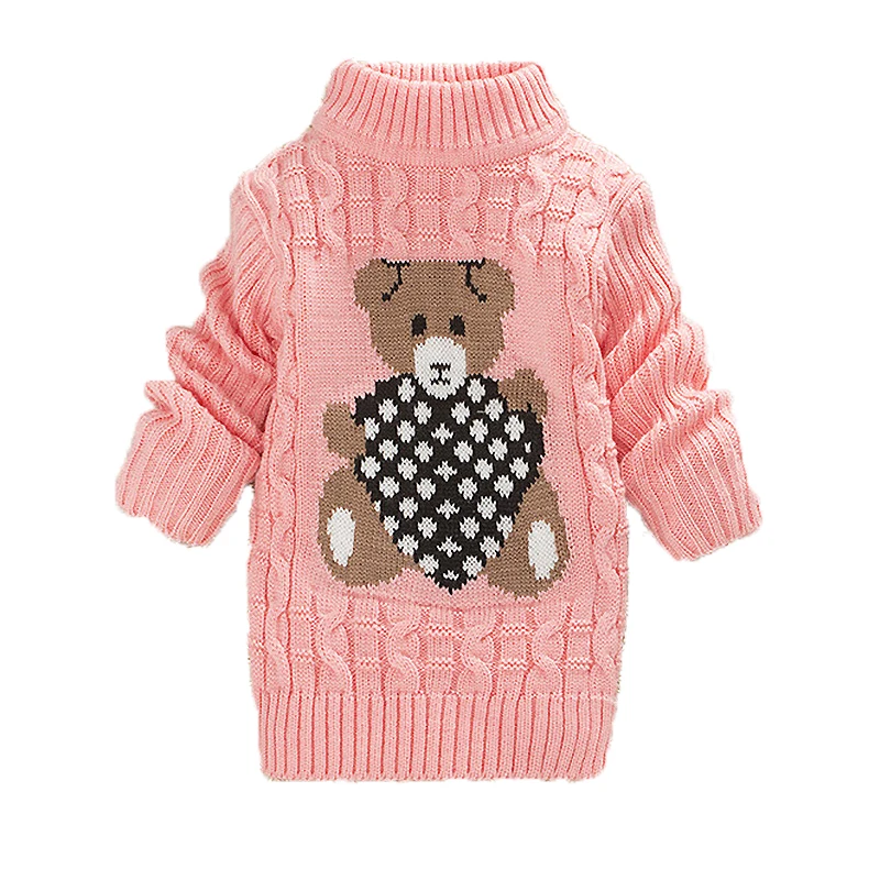 За момчетата трикотаж 2021 Есен Зима карикатура на мечката пуловер, жилетка вязаный пуловер момичета топла горна дреха е пуловер Изображение 4 
