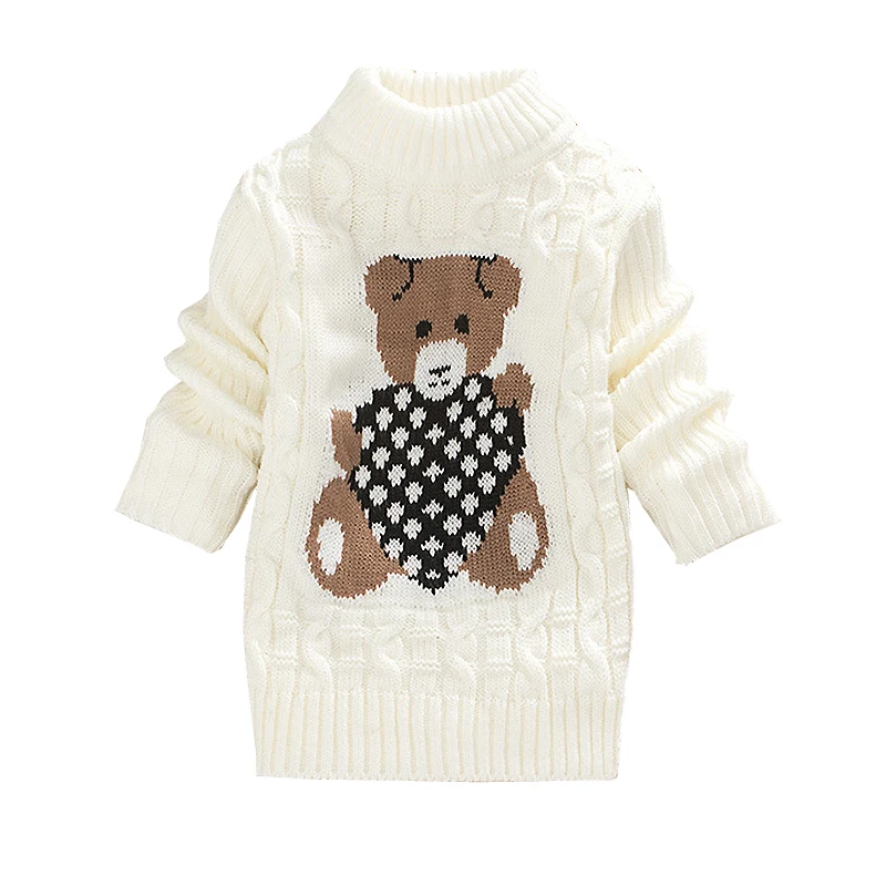 За момчетата трикотаж 2021 Есен Зима карикатура на мечката пуловер, жилетка вязаный пуловер момичета топла горна дреха е пуловер Изображение 5 